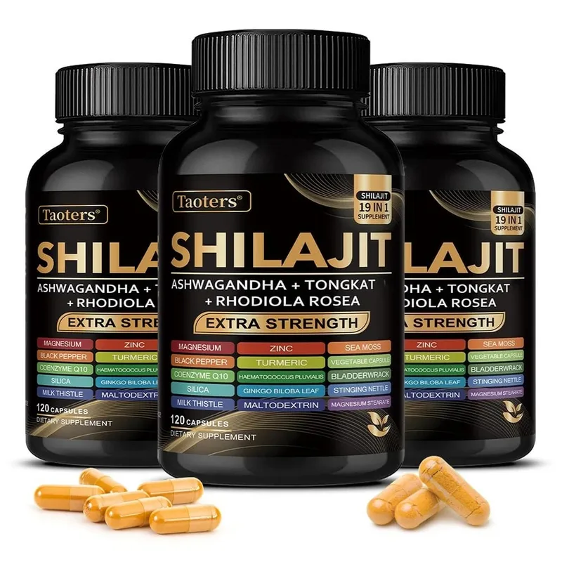 Suplemento Shilajit con musgo marino Ashwagandha magnesio y zinc - 19 en 1 cápsulas orgánicas mineral natural vegano sin OGM