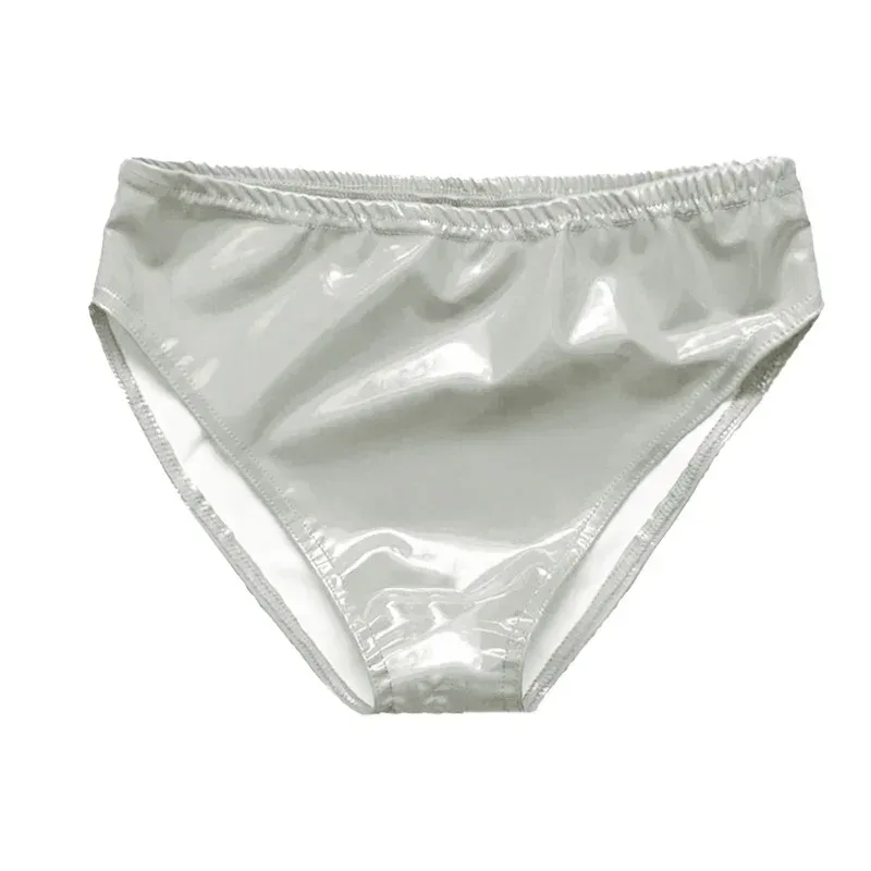 男士性感乳膠光面內褲內衣 Pvc 皮革內褲女式漆皮情趣內衣丁字褲娘娘腔內褲