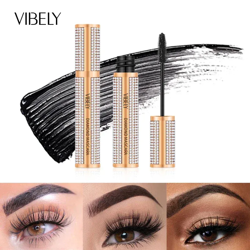 Mascara diamant 4D en Fiber de soie, Extension de cils longs imperméable, épais, noir, produits de maquillage pour les yeux, cosmétiques