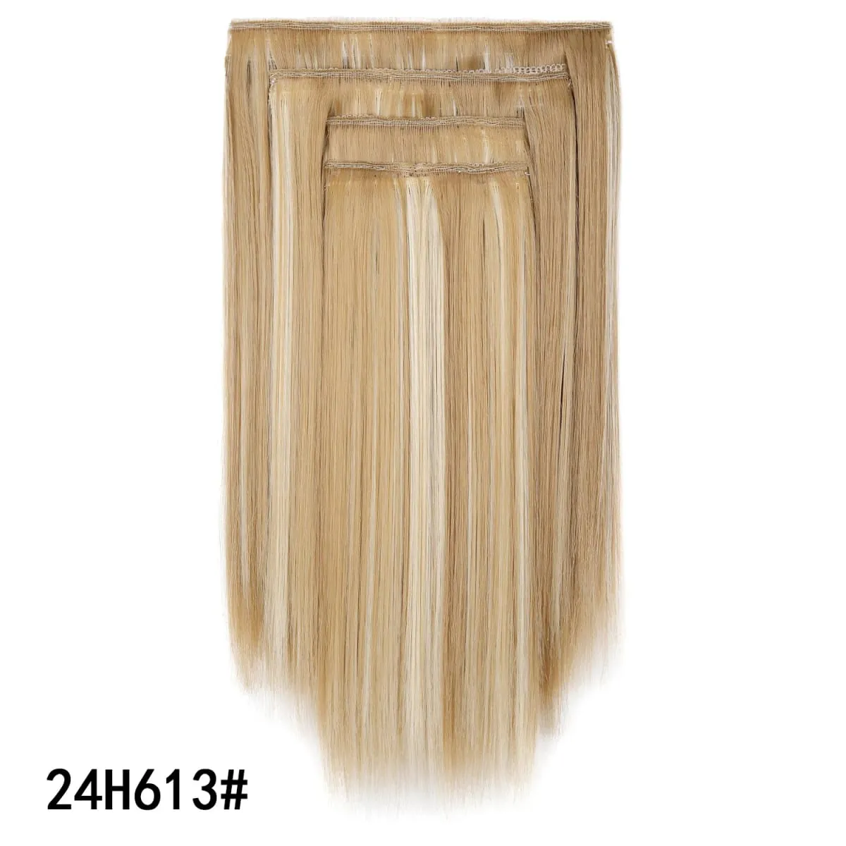 4PCS 14inch Short Clip in Hair Extensions Straight Clip Hair Extensions Invisible Lace Weft Soft Synthetic Hairpieces for Women