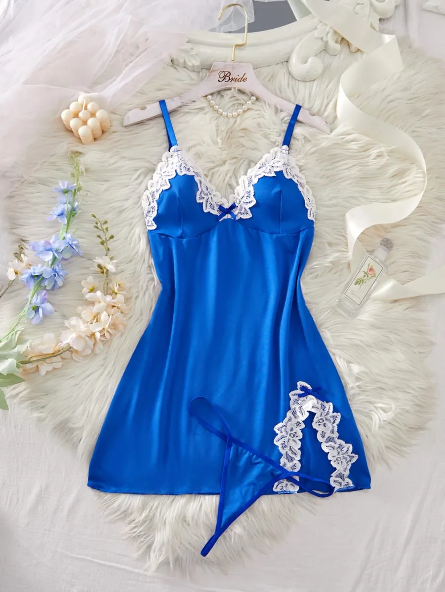 Women's Underwear Lingerie Set Nightdress Lace Sleepwear Solid Slim Soft Dresses Sleepwear & Thongs