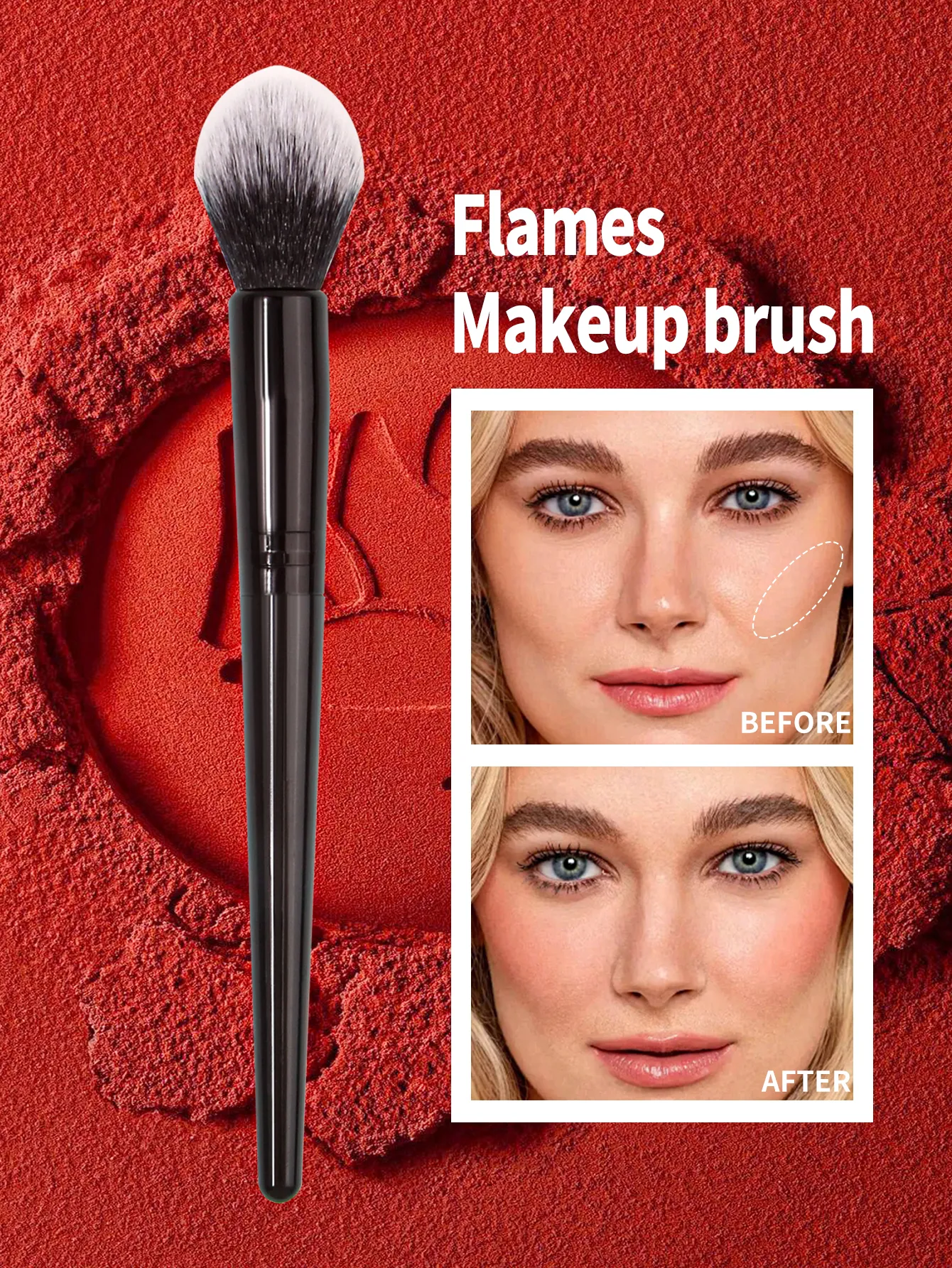 Peach Heart Blusher Brush Powder Blush Cream Liquid Blush Makeup Brushes Flat Small Precise Blush Brush Makeup Tools — image 1