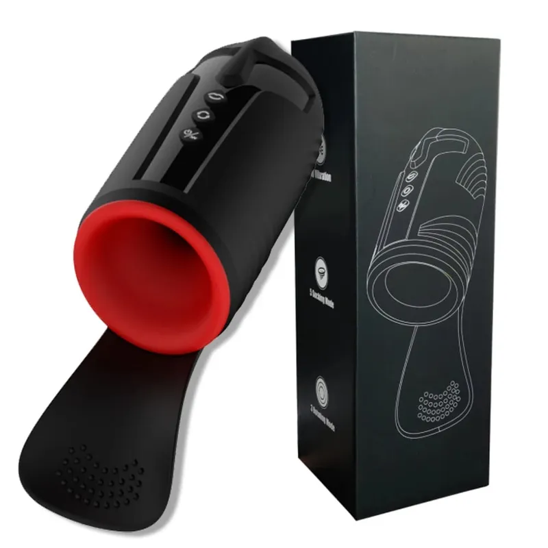 Male Masturbator Penis Training Vibrator Glans Massage Testicle Stimulator Delay Stamina Trainer Blowjob Machine Sex Toy for Men