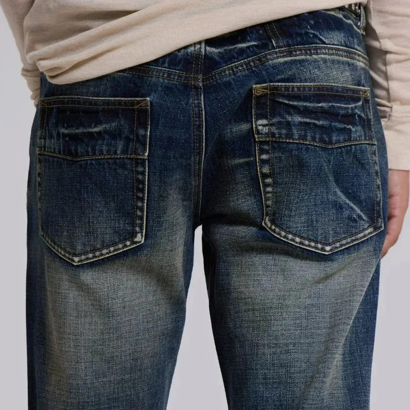 Y2K Mid Blue Flared Jeans Washed Men Women Bootcut Jeans Gothic High Street Unisex Streetwear Baggy wide leg Pants