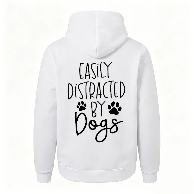 Dog Lover Hoodies for Women Men Dog Paw Sweatshirts Pet Owner Tracksuits Easily Distracted By Dogs Letter with Paw Print Hoodies