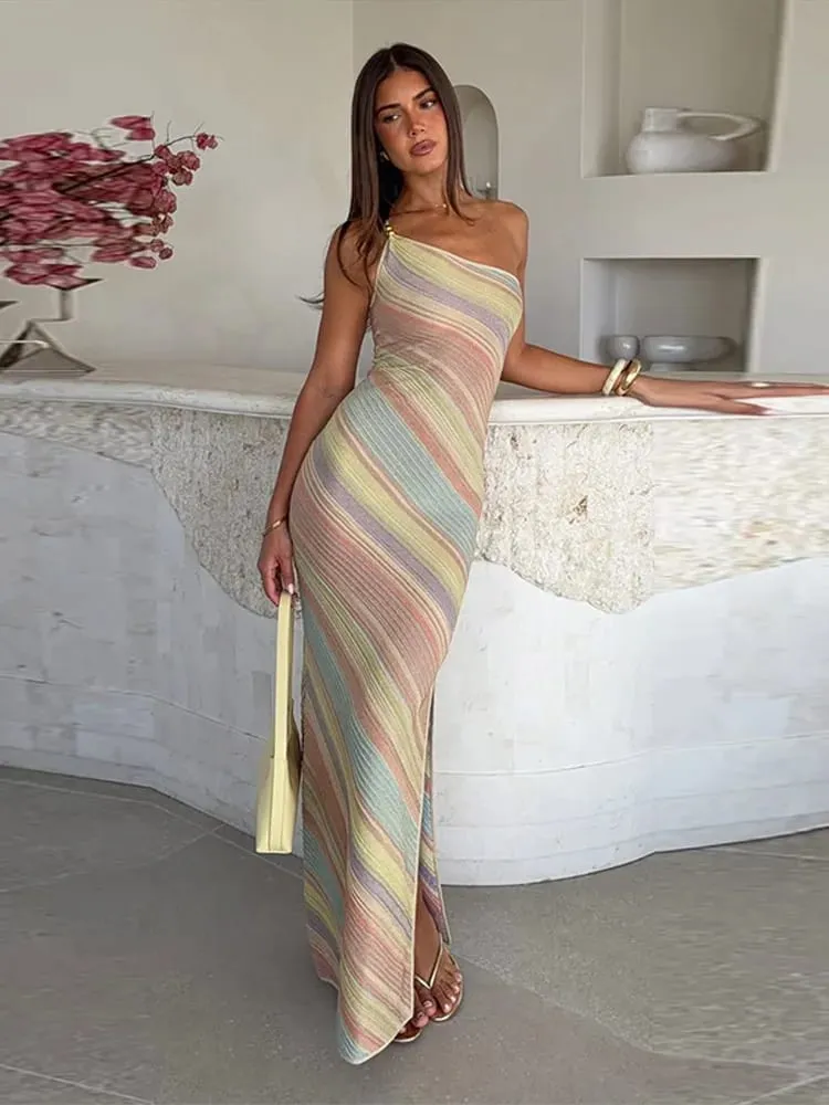 Elegant Printed Women's Dress Sleeveless Off Shoulder Skinny Lady Long Dresses 2026 Summer Chic Female Vacation Comfortable Robe