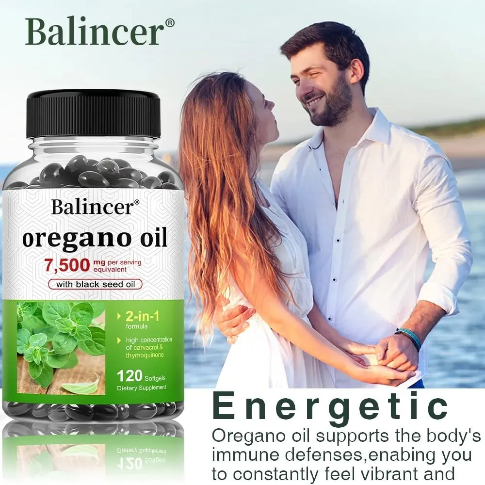 Oregano Oil 7 500 Mg with Black Seed Oil – High Carvacrol Support Digestive Bone Nerve Muscle and Immune Health
