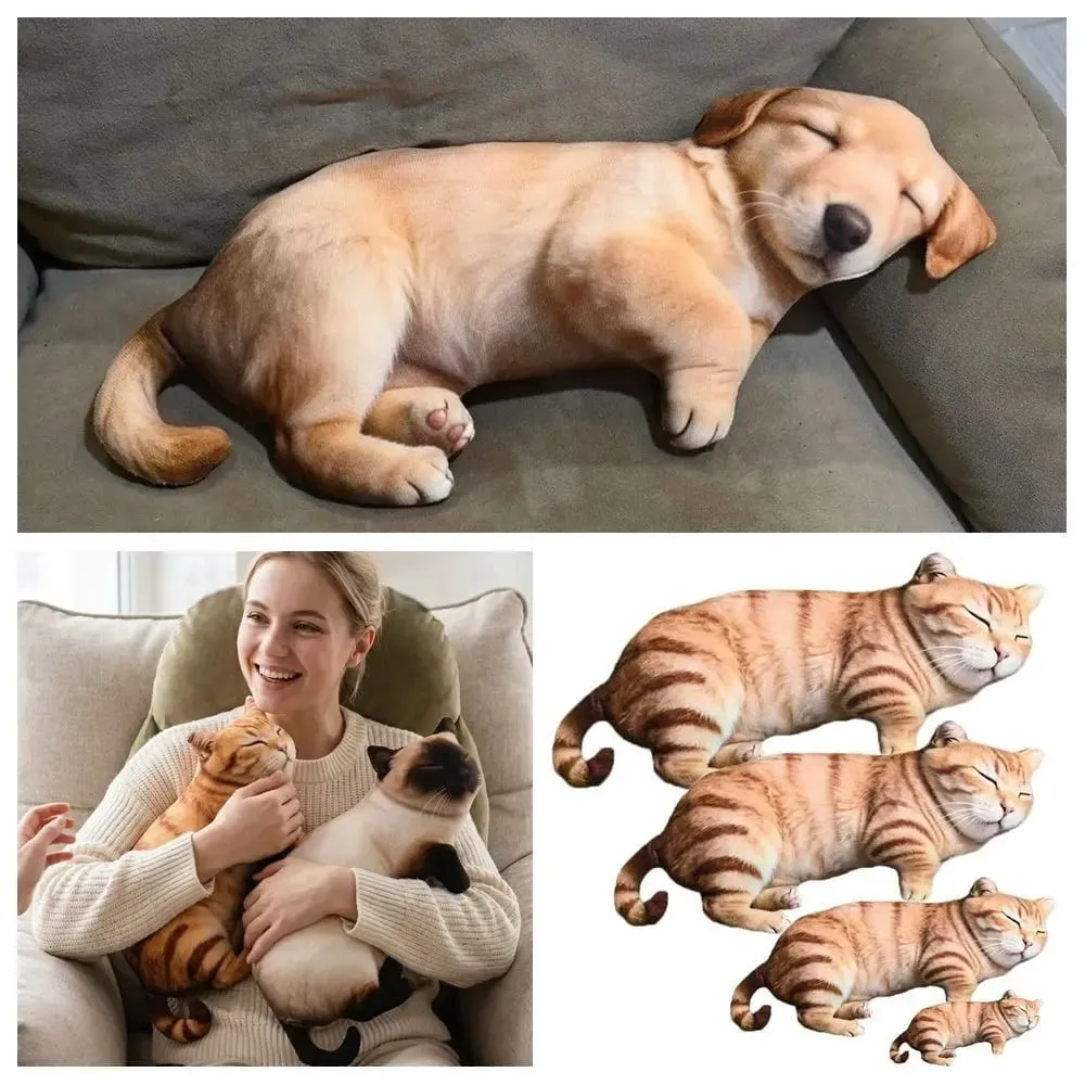 Material Animal Body Pillow 40cm Size PP Cotton Filled Poultry Throw Pillows Cat Pattern Soft Texture Animal Cushion For Women