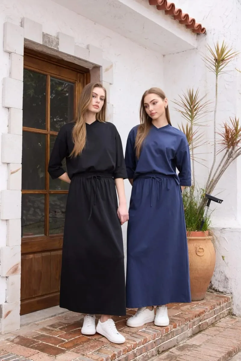 AS SS26 oversize loose T-shirt dress + V neck T-shirt + skirt set casual style woman clothes