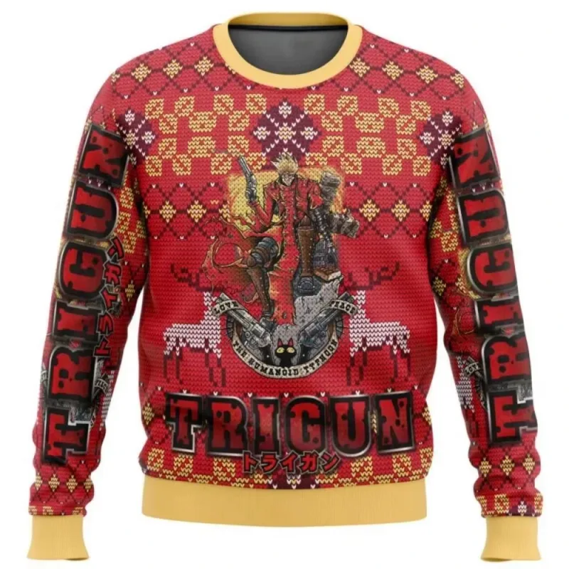 Natal papai noel dos desenhos animados anime graffiti retro inverno feio camisola 3dprint harajuku pulôver casual engraçado mang