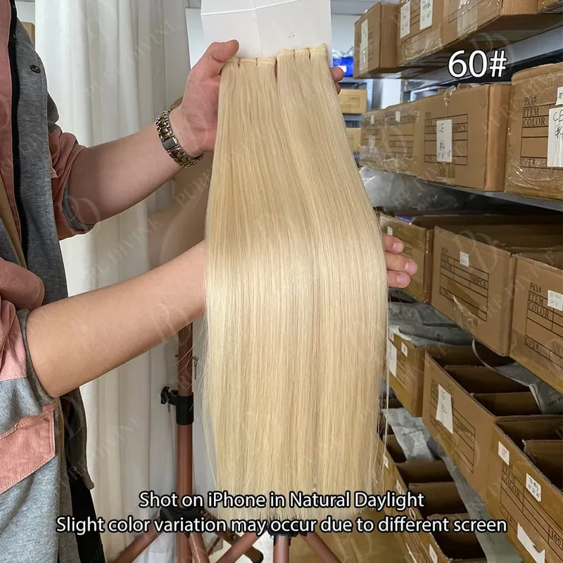 Hot Sale Genius Weft Human Hair Extensions 50g/pc Double Drawn Balayage Blonde Full End Invisible Straight Virgin Remy Hair 15A