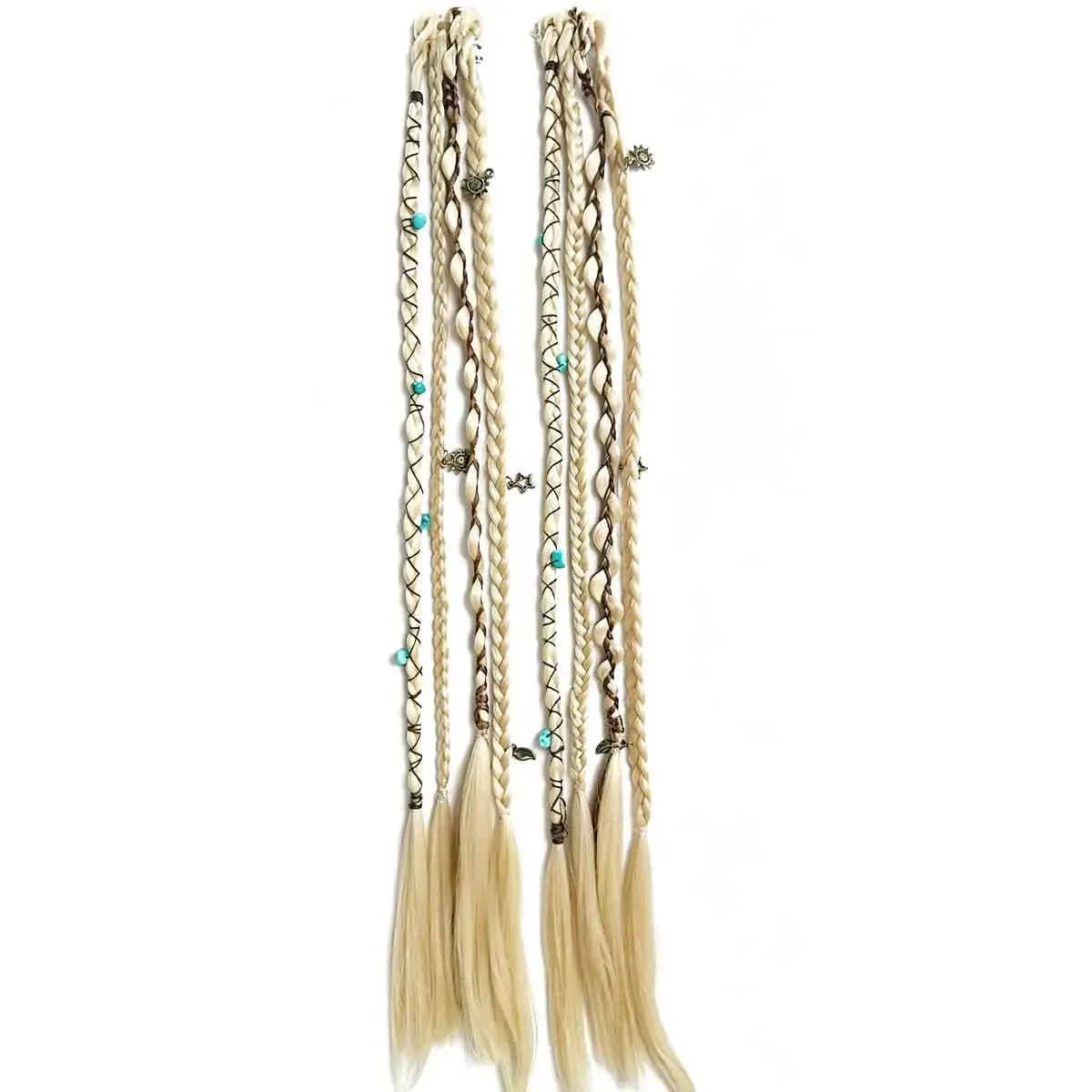 Box Braids Hair Extensions Pre-Braided Synthetic Colored Twist Braids with Hair Accessories for Women Hip Hop Punk Festival