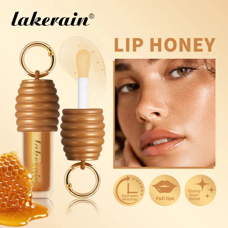 Lakerain Honey Lip Gloss Glossy Texture Lightweight Non-sticky Long Lasting Moisturized Gorgeous Glossy Finish Smooth Lip Makeup