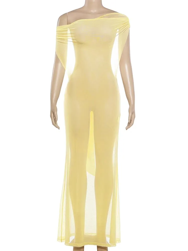 Nibber Elegant Dress Women See Through Backless Trend Bandages Ruched Wild Midnight Clubwear Fashion Vacation Party Vestidos