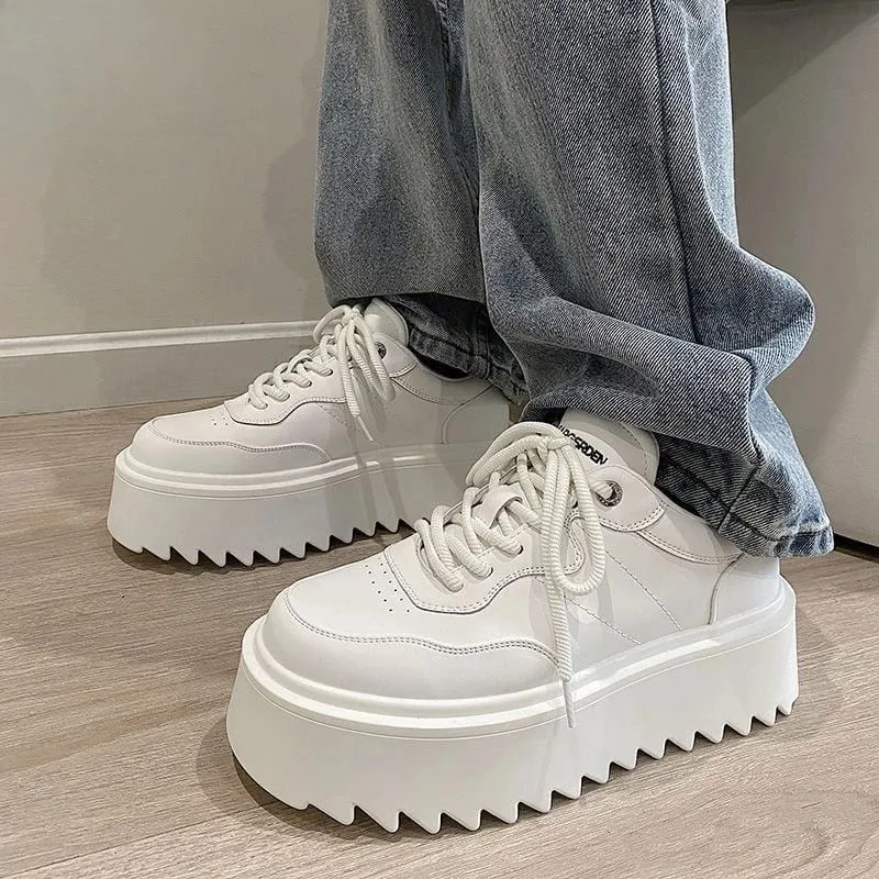 2026 Fashion Chunky Sneakers Men Non-Slip Casual Sports Shoes Loafers Wear-resistant All-match Thick Bottom White Shoes for Men