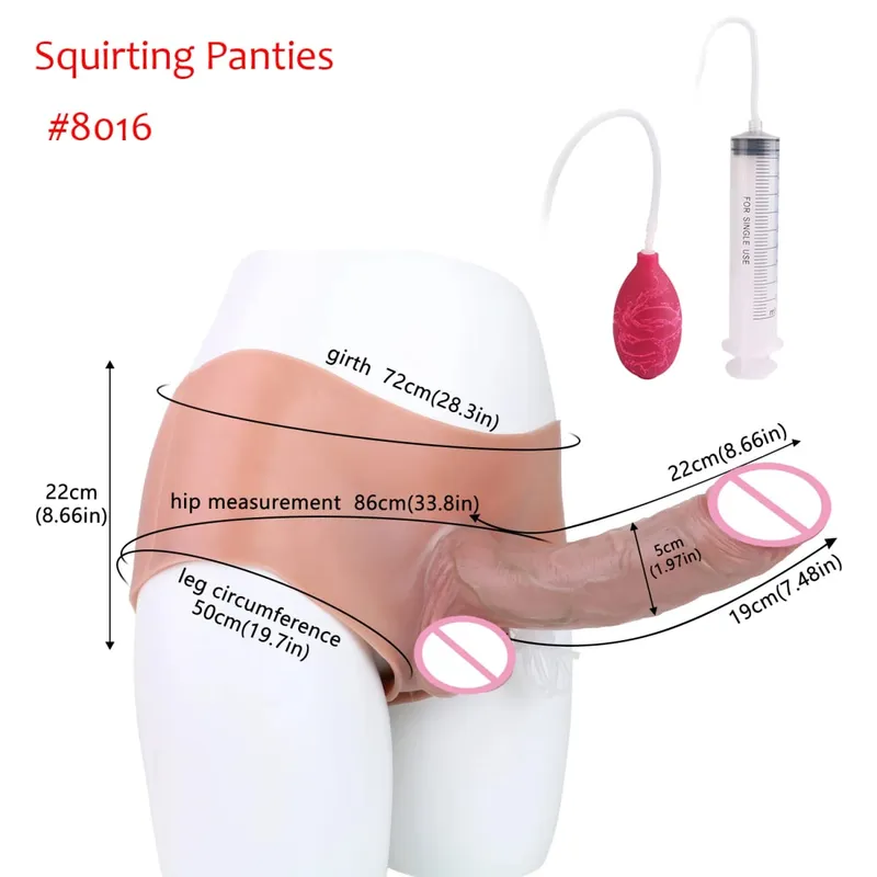 Black Nude Strapon Big Realistic Ejaculation Dildo Silicone Squirting Panties With Simulated Solid Penis Sex Toy For Women
