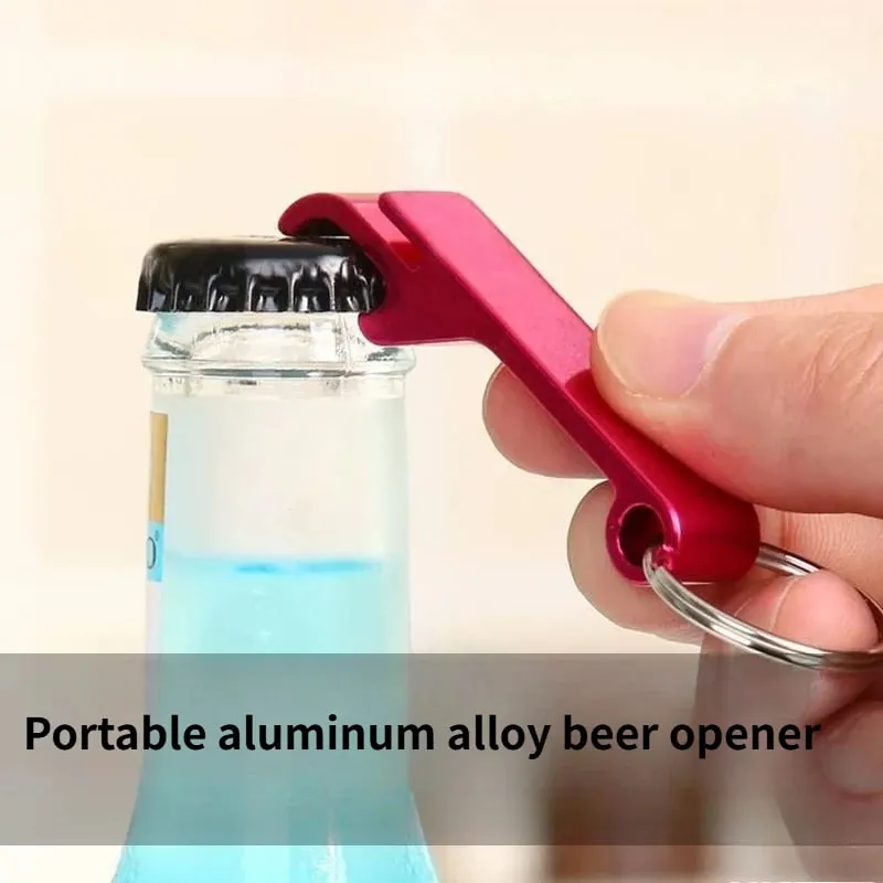 1PC Beer bottle opener multifunctional key chain portable solid color bottle opener aluminum bottle opener — image 2
