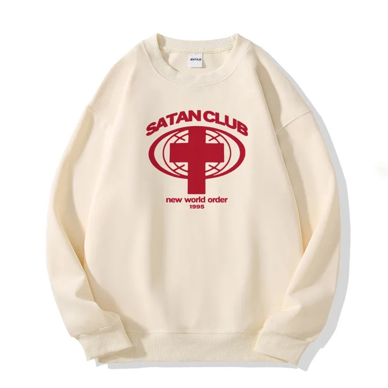 Harajuku Streetwear Oversized Ανδρικό πουλόβερ με κουκούλα Satan Club Φούτερ με κουκούλα γραφικών τύπων Φούτερ Hip Hop Αισθητικά μπλουζάκια Goth Y2k