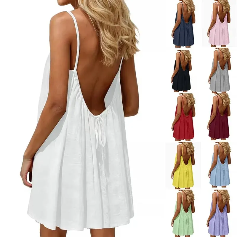 2026 Women's Off-Shoulder Backless Loose Solid Color Dress European Fashion New Style Ladies Strapless Maxi Dress