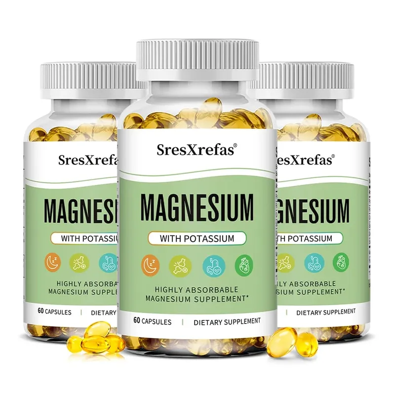 Magnesium-Kalium-Kapseln für eine schöne Schlafqualität, reduzieren Müdigkeit, Kopfschmerzen, Herz-Kreislauf-Herz- und Immungesundheit