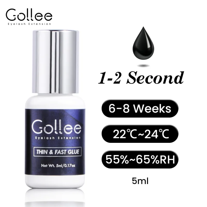 Gollee 0.5-1s Drying Eyelash Extensions Glue Latex-free Lashes Glue Professional Waterproof 6-8 Weeks Eyelash Extension Supplies
