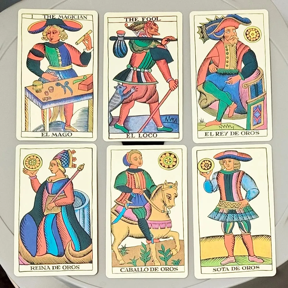 Spanish Tarot Español Deck 10.3*6cm 78 Cards Bilingual English Spanish Marseille Style Divination Cartomancie Dusserre