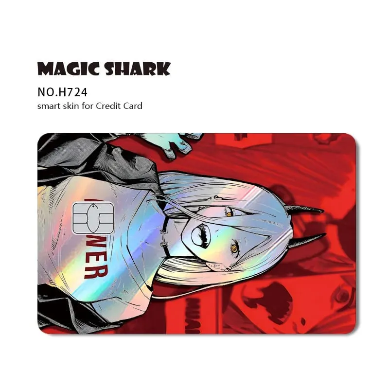 1pc Front Cool Anime Evil Holographic Laser Shinny Film Skin Sticker Cover for Debit Bank Credit Card