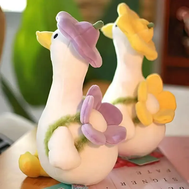Cute Little Duck Doll Flower Duck Plush Big White Goose Doll Super Soft Sleeping Pillow Birthday Gift Decoration Toy for Kids