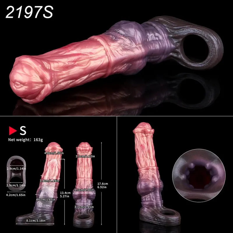 Soft Dog Knot Penis Sheath Fantasy Horse Dildo Sleeve Delay Ejaculation Ring Male Dick Girth Enlarger&Extender Sex Toy