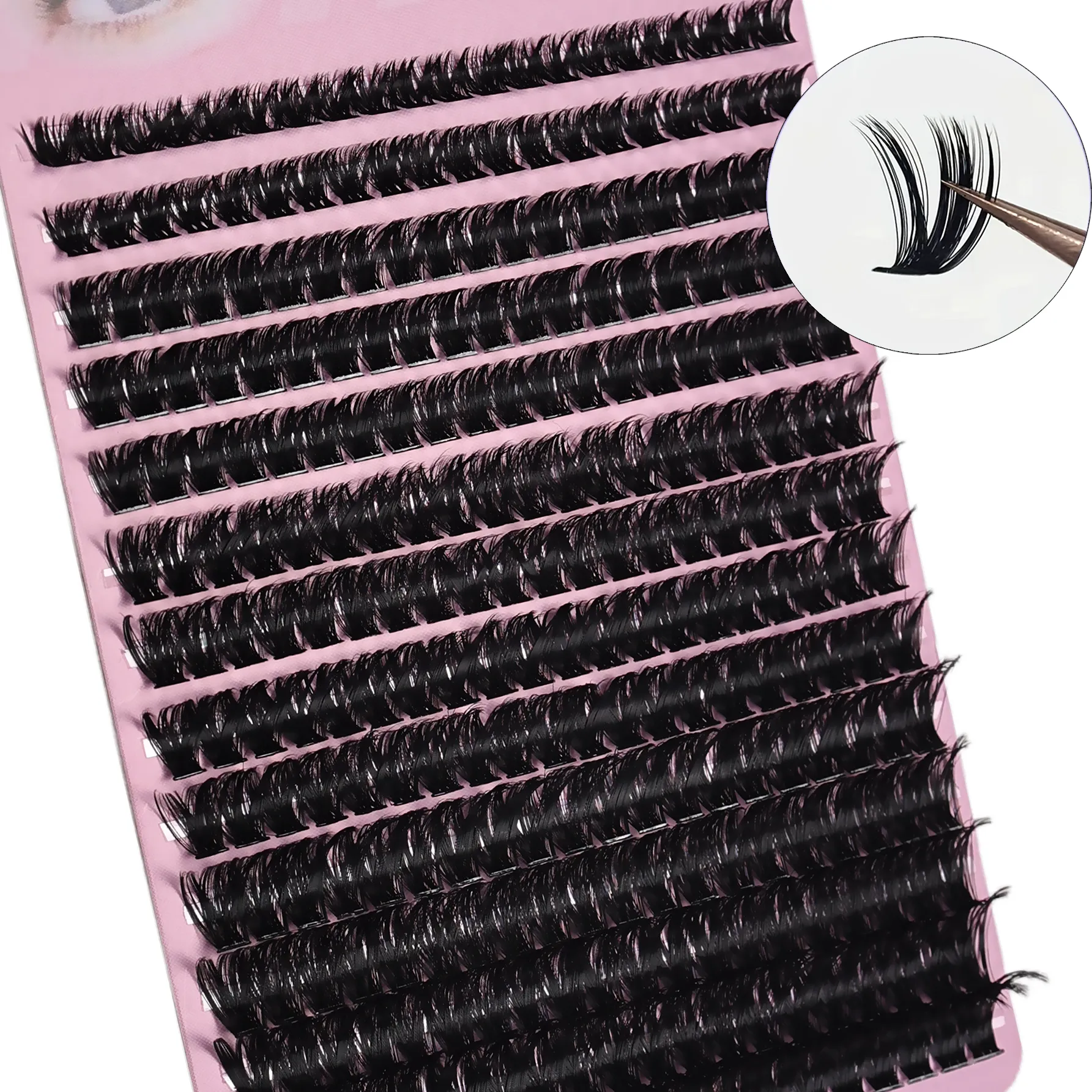 280Pcs 80D D Curling Fake Eyelashes Thick Individual Extensions 8-16mm Dense Volume Cluster Lashes DIY Easy Apply for Eye Makeup