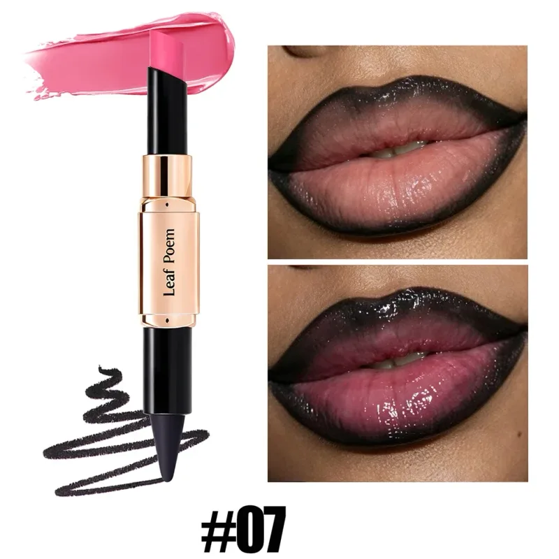 Dual‑Head Matte Lipstick Lip Liner Pen 2‑in‑1 Lip Definer & Lip Color Stick Smooth Lip Makeup for Daily Party Use