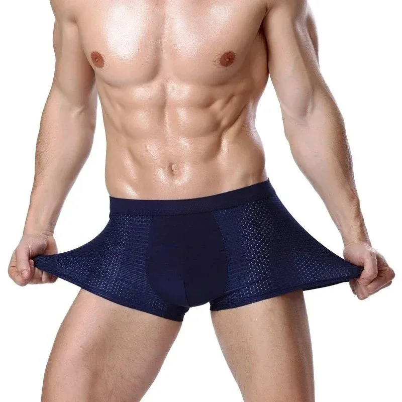 4Pcs Men's Boxer Briefs Ultra Soft Anti Odor Underwear Breathable Mesh with Ventilation Holes Stretch Comfort for Daily