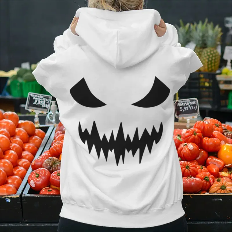 2026 Fashion Horror Movie Face Men's Hoodie Casual Long Sleeve Halloween Streetwear Unisex Luminous Style Hoodies
