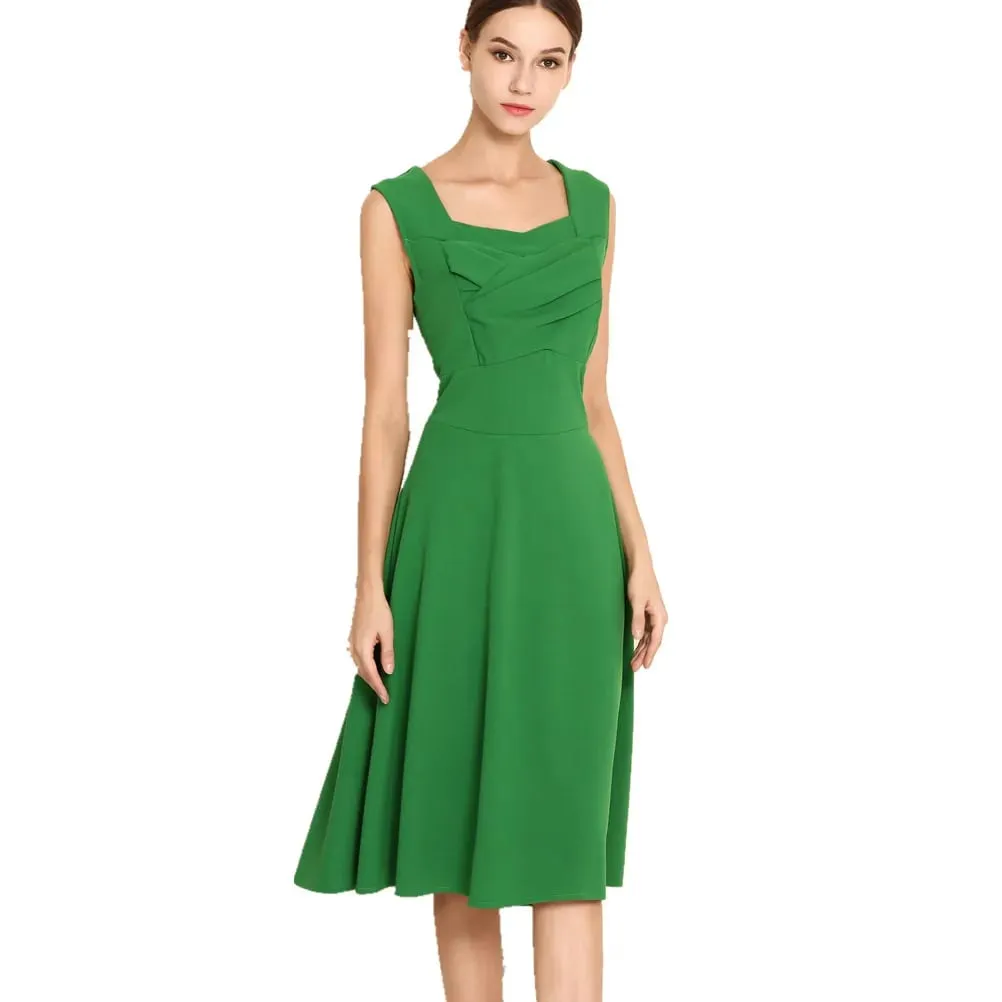 Hepburn Style Vintage Dress New Women Sleeveless Large Swing Sexy Party Dress