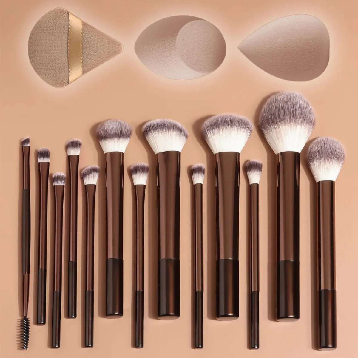 13Pcs Soft Bristle Makeup Brushes with Large Round Powder Brush Highlighter Brush Detail Eyeshadow Brush Lip Brush + 1 Puff 2