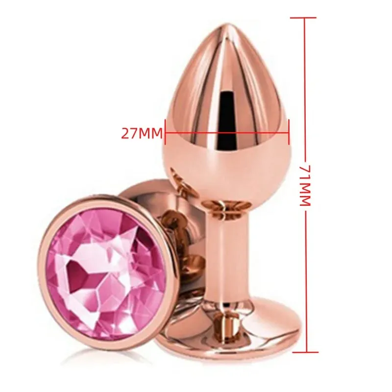 Perline anali in metallo di piccole dimensioni Butt Plug Mini Arcobaleno Butt plug in oro rosa Gioielli in cristallo Trainer Dildo anale Masturbazione Giocattolo del sesso