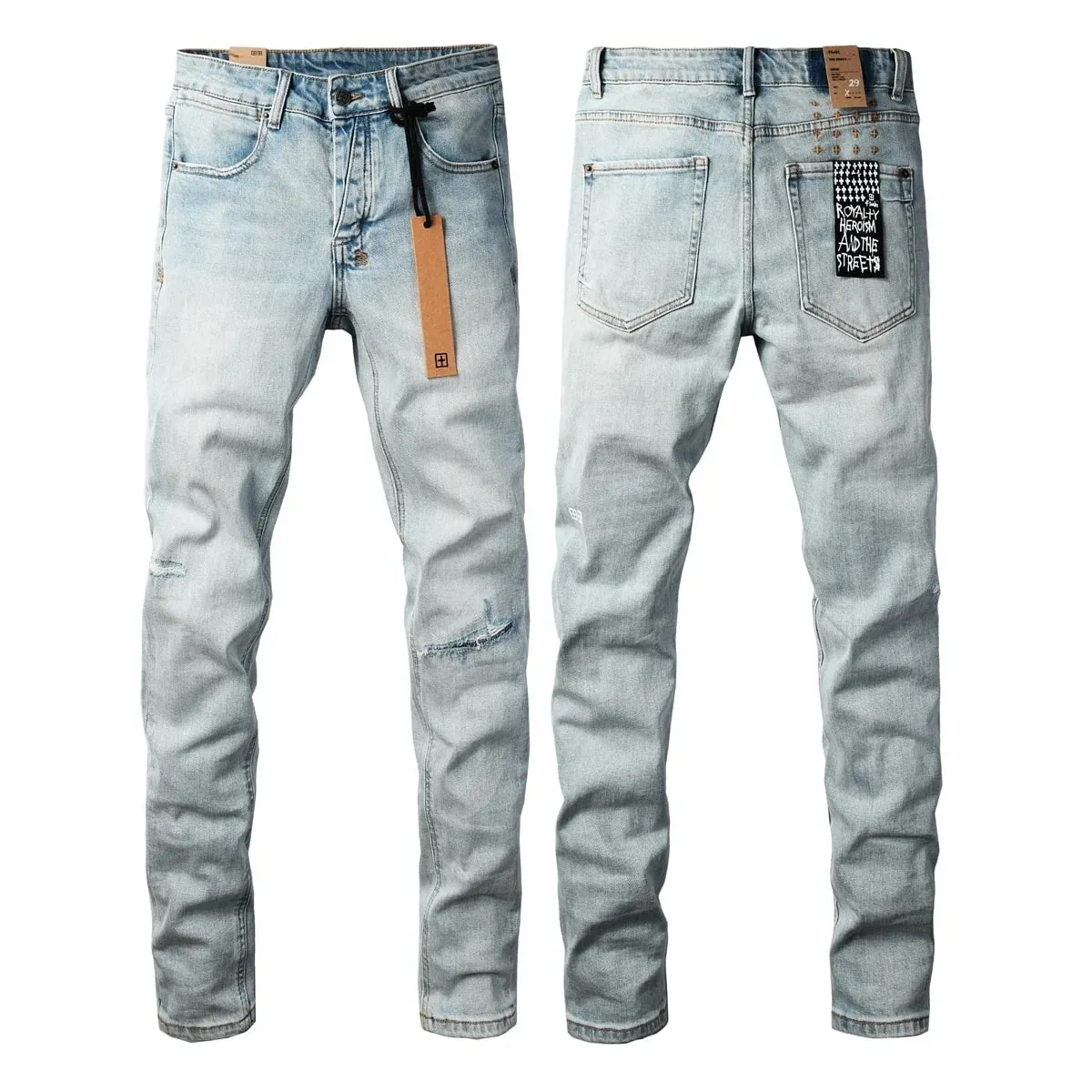 2026 New Arrival Men's Dark Grey Washed Slim Fit Skinny Jeans Ripped Stretch Denim Casual Pants Streetwear Trousers