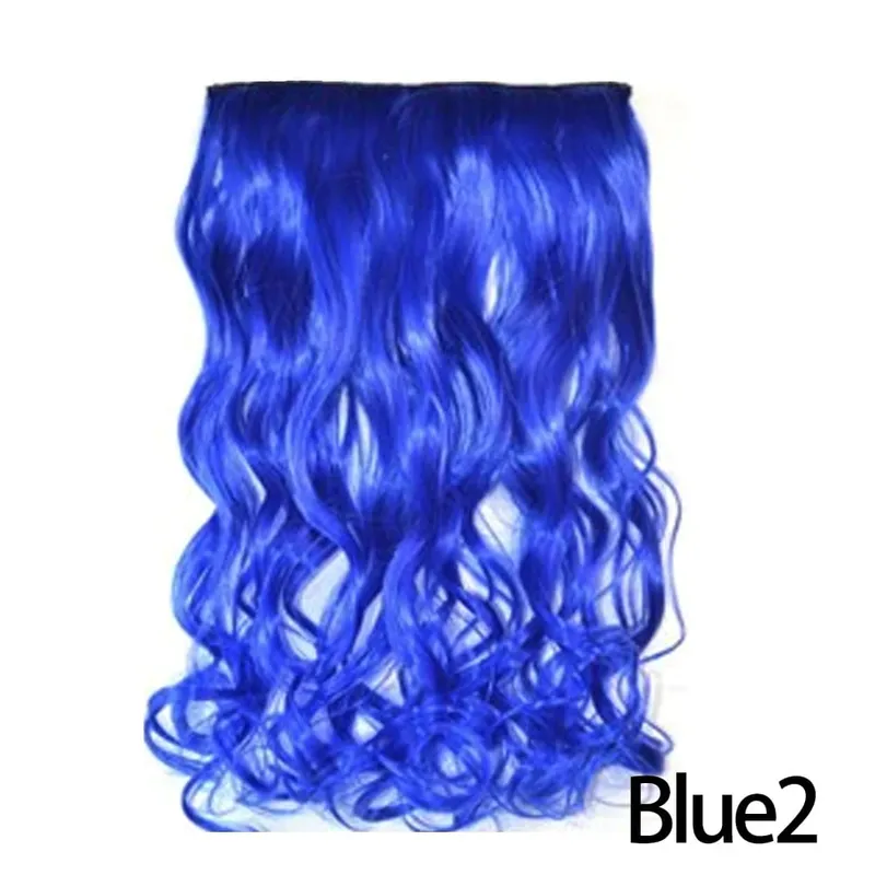 Longo reto encaracolado uma peça 5 clipes clip-in extensões 22 Polegada penteados resistentes ao calor cor mistura loira pedaço de cabelo para mulher