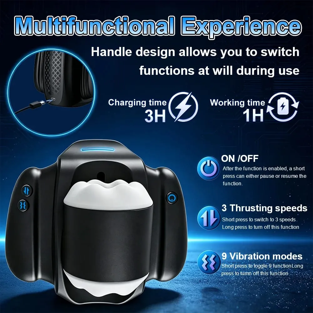 2-in-1 Automatic Thrusting & Vibration Handle Grip with Phone Holder 9 Vibration Modes Adult Toy for Men Masturbator — image 6