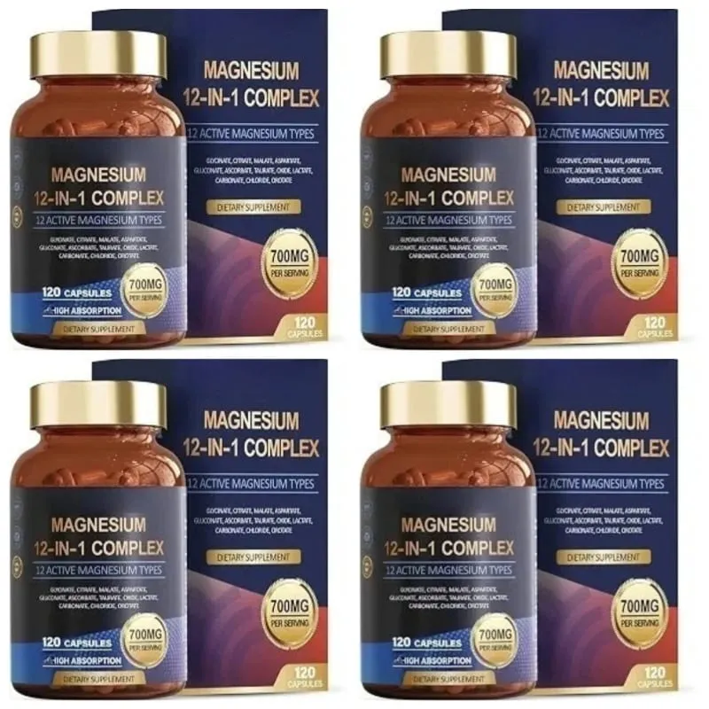 Magnesium 12-In-1 Complex Capsules for Sleep Support and Muscle Relaxation Nervous System & Heart Health 120 Capsules
