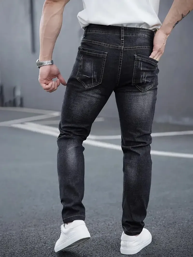 Năm 2025 Nam Slim Casual Đường Phố Cổ Điển Skinny Jeans Bút Chì Jeans Hợp Thời Trang Co Giãn Phong Cách Thoải Mái Thời Trang Đa Năng