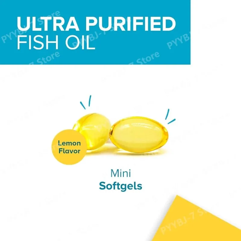 Fish Oil Omega 3 Mini Softgels 1000mg EPA + DHA Ultra Pure Supplements Heart Health Support Easy To Swallow Minis 180 Count