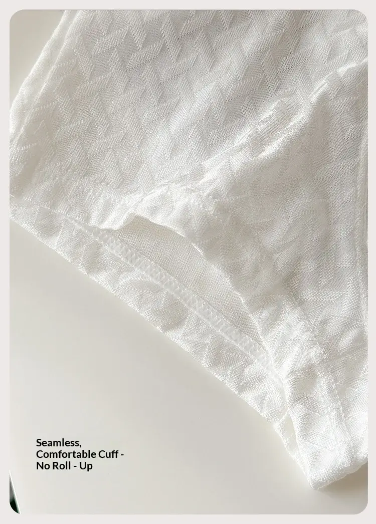 Men's Ice-Silk Jacquard Boxer Briefs: Cooling, Breathable, Mid-Rise, Boxer Shorts—comfortable and Simple Style for Young Men