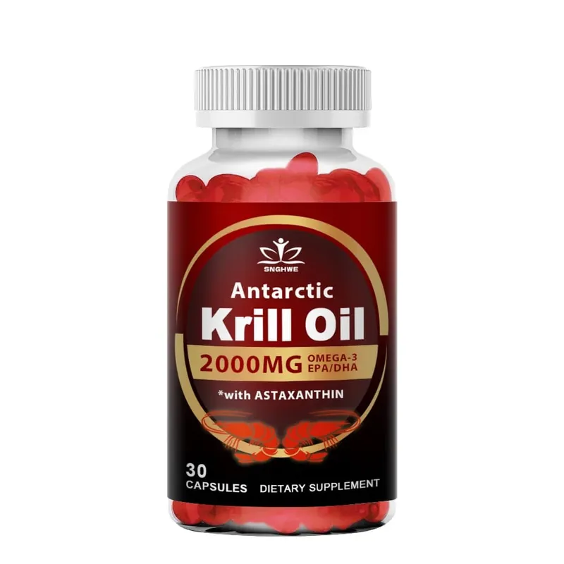 Aceite de krill antártico, 2000 mg por porción, con omega-3, EPA DHA y astaxantina, apoya la salud de las articulaciones, el cerebro, el corazón y la presión arterial