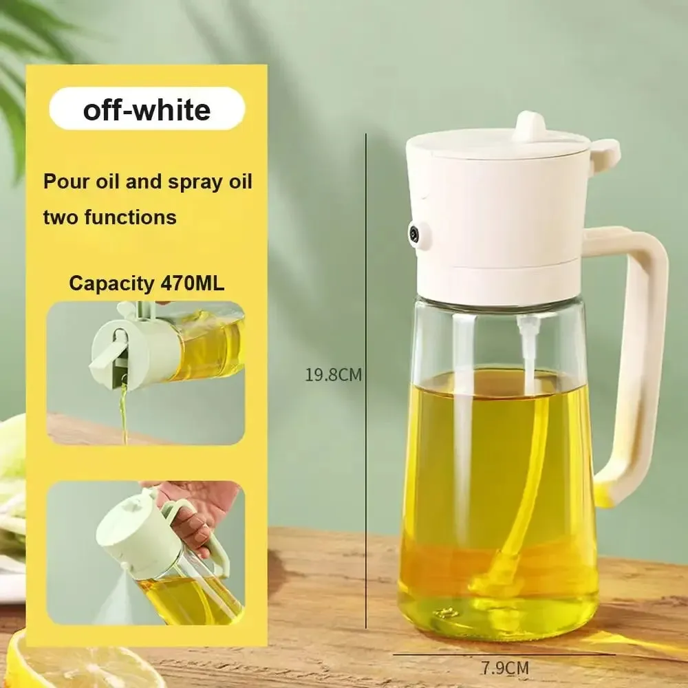 500ml 2-em-1 duplo uso plástico azeite pulverizador dispensador spray despeje garrafa vinagre senhor fritadeira de ar churrasco salada ferramentas de cozinha