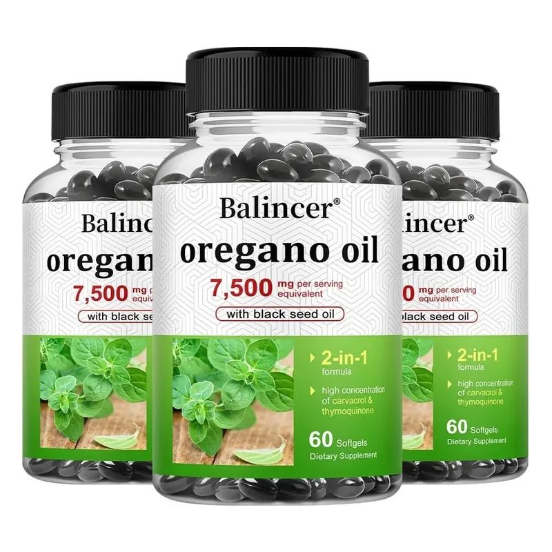 Oregano Oil 7 500 Mg with Black Seed Oil – High Carvacrol Support Digestive Bone Nerve Muscle and Immune Health