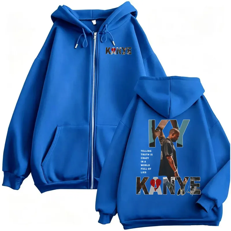 Kanye West Rapper Album 2026 Tour Zipper Hoodies Men Women Hip Hop Style Punk Jacket Sweatshirt Coat Fleece Casual Zip Up Hoodie