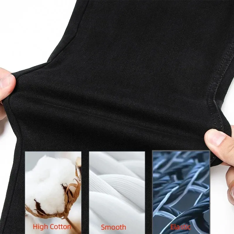 2026 clássico masculino calças de brim retas homme pantalon streetwear macio preto azul masculino denim mans calças