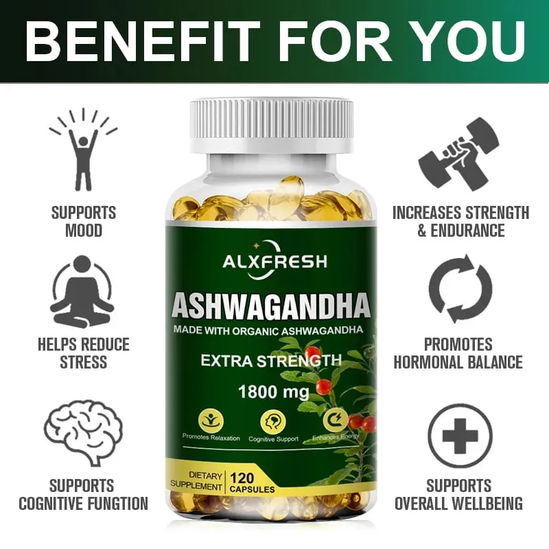 Original Ashwagandha Capsules High Potency Root Extract for Stress & Vitality Balance Hormones