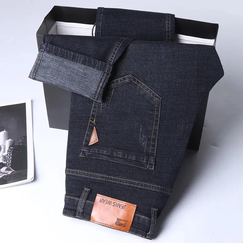 Jean droit pour hommes, pantalon Slim, extensible, confortable, doux, en Denim, vêtements de marque, nouvelle collection 2024